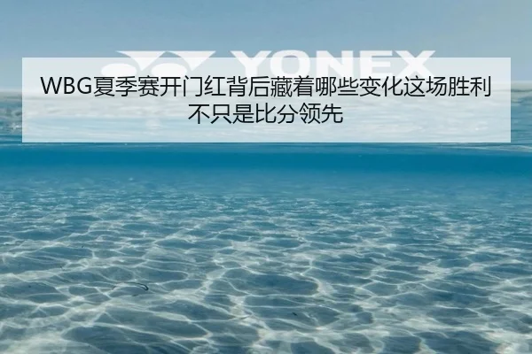 WBG夏季赛开门红背后藏着哪些变化这场胜利不只是比分领先